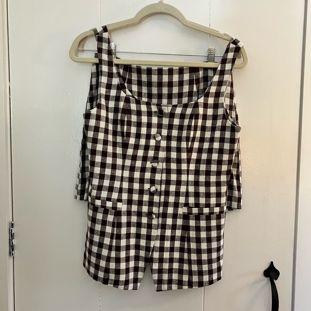 WAYF Gingham Vest & Skirt Set